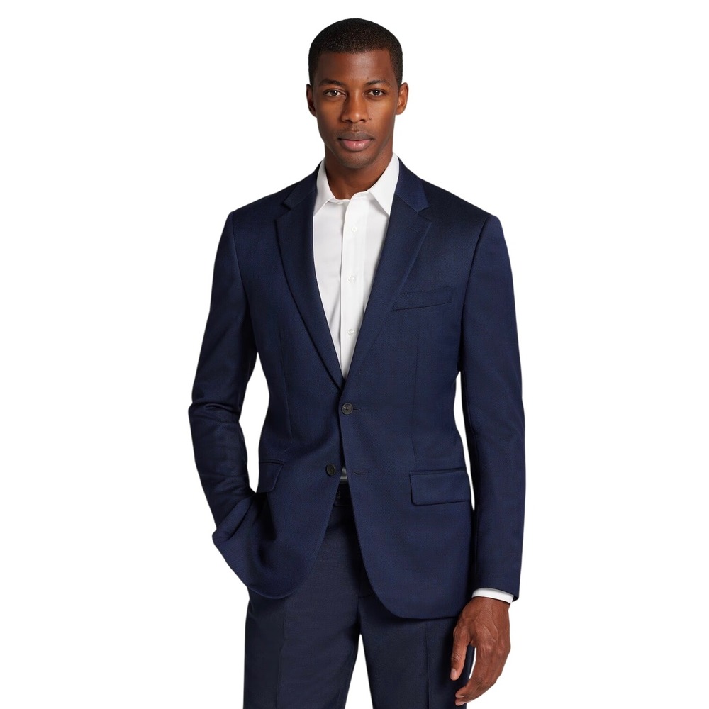 Jos A Bank Traveler Slim Fit Blazer 40S Navy Wool Jacket EUC